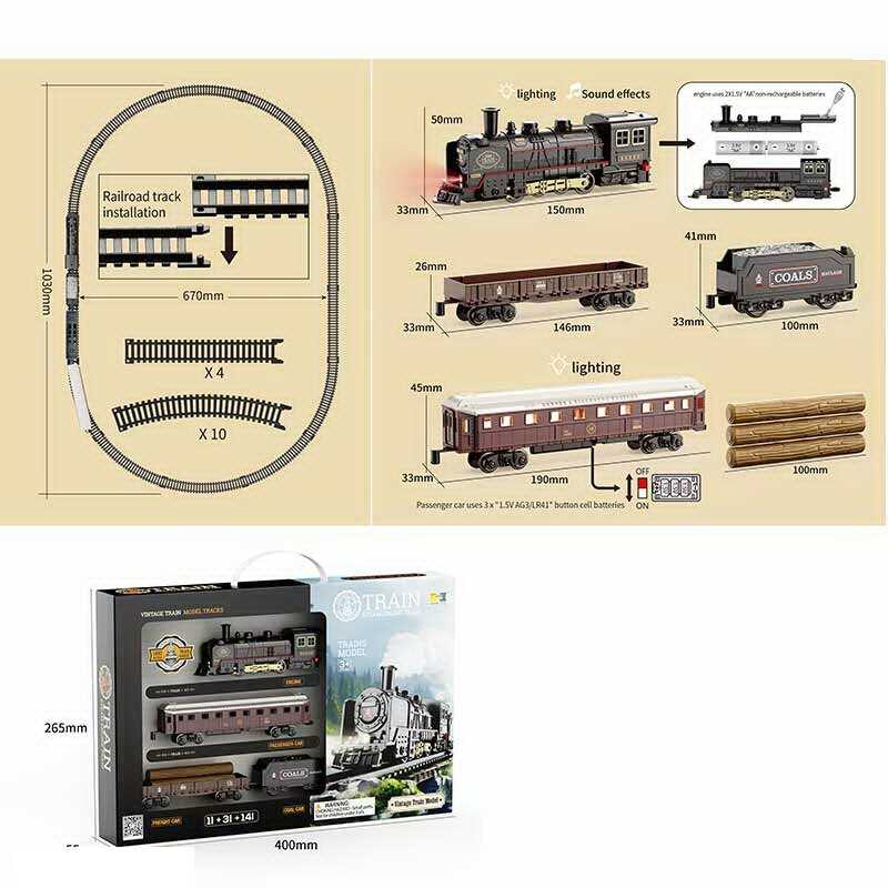 Залізниця HS 8017 A (36) звук, підсвічування, ретро локомотив, 3 вагони, в коробці Залізниця HS 8017 A (36) звук, підсвічування, ретро локомотив, 3 вагони, в коробці