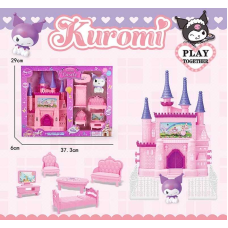 Замок JX 751 KF-1 (48/2) герой, підсвічування, весела мелодія, висота замку 24см, ліжечко, диван, крісло, парканчик, в коробці