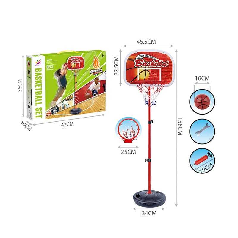 Баскетбол WT 331 (12) висота 158 см, регульована металева стійка зі щитом та кільцем, гумовий м“ячик, насос, в коробці