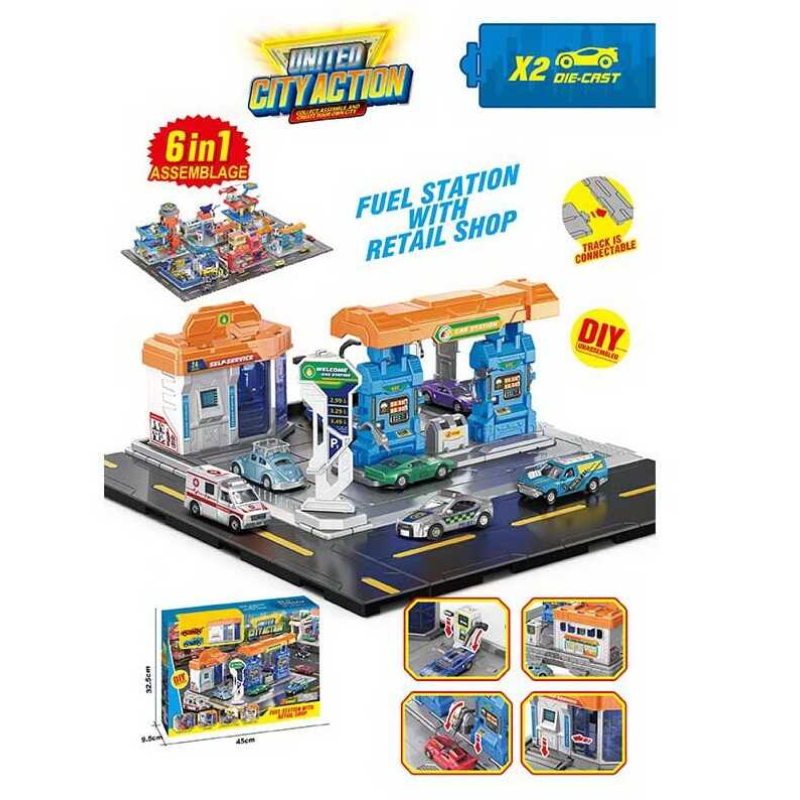 Заправна станція SK 6605 (18) 2 машинки, рухливі елементи, наліпки, в коробці