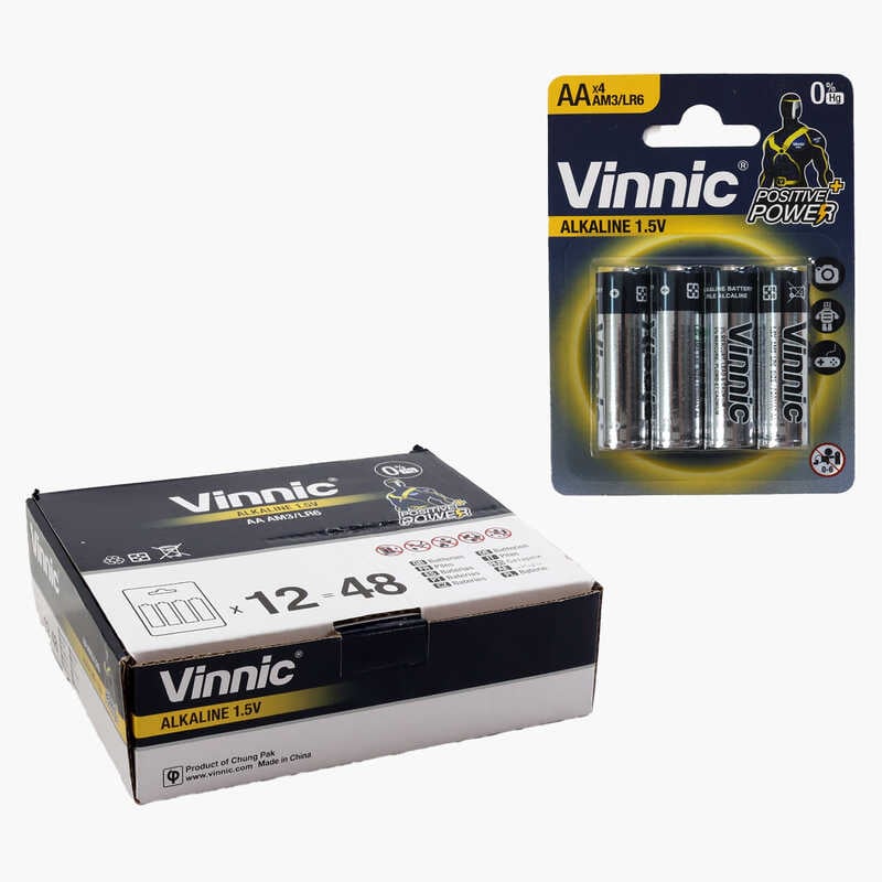 Батарейки “Vinnic“ C 56892 (6) Alcaline, пальчикові, АА 1,5V, ЦІНА ЗА 48 ШТ. У БЛОЦІ
