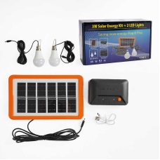 Зарядна станція С 68427 (20) сонячна панель, потужність 3 Вт, 2 LED-лампи по 150 LM з вимикачами, акумулятор 3.7 V 4000 mAh, кабель USB Type-C, у коробці