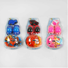 Захисне спорядження С 60072 (20) 3 види, шолом, налокітники, наколінники, зап“ястя, у слюді, ВИДАЄТЬСЯ ТІЛЬКИ МІКС ВИДІВ 