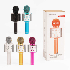 Бездротовий мікрофон С 48340 (50) 5 кольорів, караоке, bluetooth, USB, колонка, в коробці, ВИДАЄТЬСЯ ТІЛЬКИ МІКС ВИДІВ