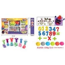 Кінетичний пісок 1901 A/B/E (18/2), 900 г, 16 форм, 6 кольорів піску, 6 екструдерів, в коробці