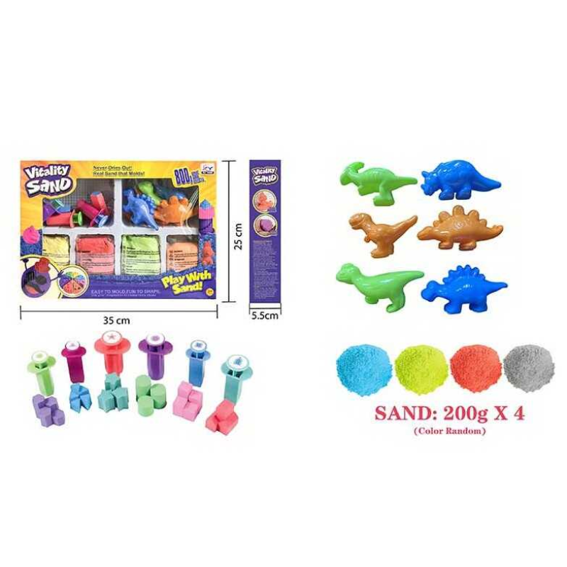 Кінетичний пісок 1902 B (24/2), 800 г, 6 форм, 4 кольори, 7 екструдерів, в коробці