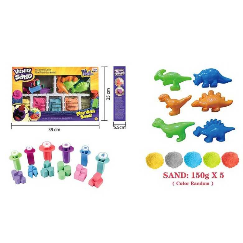 Кінетичний пісок 1903 A/D/H (24/2) 3 види, 750 г, 5 кольорів, 14 форм, інструменти, в коробці, ВИДАЄТЬСЯ ТІЛЬКИ МІКС ВИДІВ