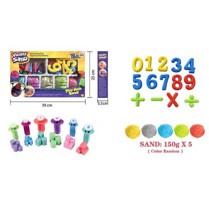 Кінетичний пісок 1903 B/E/G (24/2) 750 г, 5 кольорів, 16 форм, 6 екструдерів, в коробці