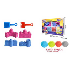 Кінетичний пісок 1904 G/J/K (24/2) 600 г, 4 кольори, інструменти, 4 форми, в коробці