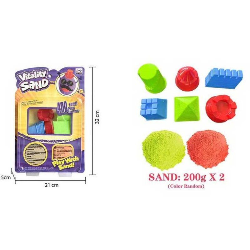 Кінетичний пісок 1908 I/J/K (48/2) 400 г, 2 кольори, 6 форм, на листі