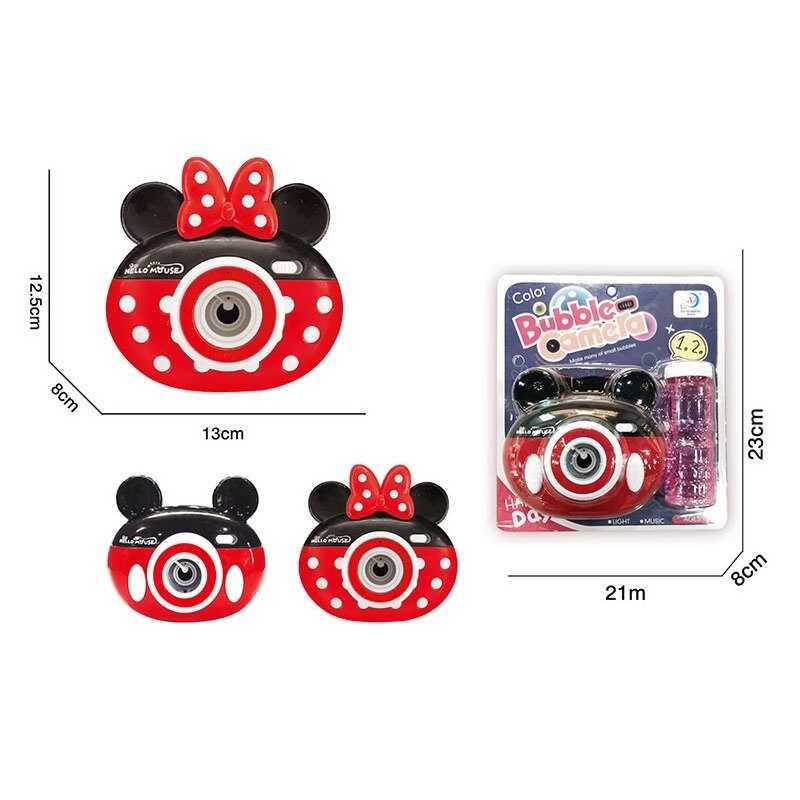 Камера з мильними бульбашками 676 (60/2) 2 види, на батарейках, музика, звукові ефекти, підсвічування, пляшечка з рідиною, ремінець з карабіном, на листі