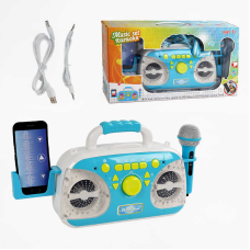 Караоке 5021 A (12/2) підсвічування, мікрофон, Bluetooth, MP3-кабель, USB-кабель, працює від мережі, в коробці