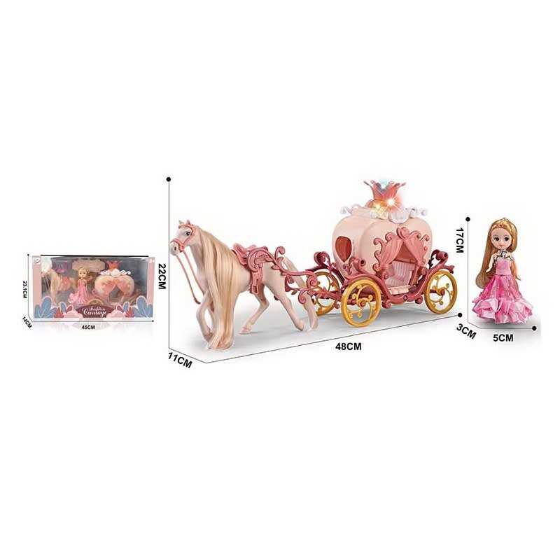 Карета з лялькою 1922 C (24/2) підсвічування, пісня англійською, висота ляльки - 17 см, в коробці