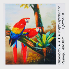 Картина за номерами + Алмазна мозаїка B 70172 (30) “TK Group“, 40х50 см, “Папуги“, в коробці