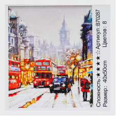 Картина за номерами + Алмазна мозаїка B 70287 (30) “TK Group“, 40х50 см, “Різдво в Лондоні“, в коробці