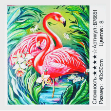 Картина за номерами + Алмазна мозаїка B 76651 (30) “TK Group“, 40x50 см, “Рожевий фламінго”, в коробці