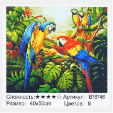 Картина за номерами + Алмазна мозаїка B 78746 (30) “TK Group“, 40х50 см,“Папуги“, в коробці