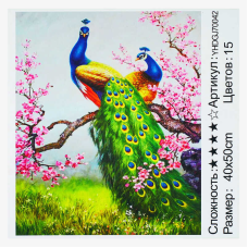 Картина за номерами + Алмазная мозаїка 2в1 YHDGJ 70042 (30) “TK Group“, 50х40см, “Пави на дереві“, в коробці