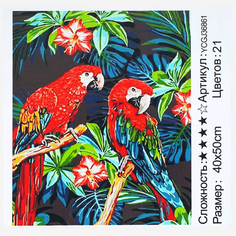 Картина за номерами YCGJ 36861 (30) “TK Group“, 40х50 см, “Папуги”, в коробці