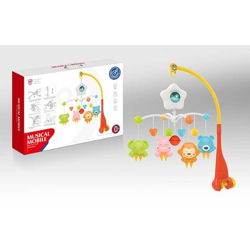 Карусель HE 0308 (24/2) мелодії, світлова проекція, фігурки тварин, брязкальце, в коробці 