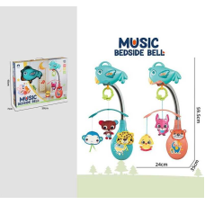 Карусель музична  988-52 (12) 2 кольори, колискові мелодії, підсвічування, текстильні іграшки, регулювання гучності, в коробці