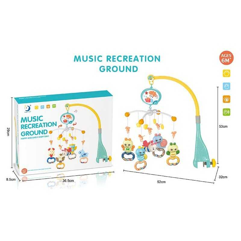 Карусель музична HL 2020-48 (18/2) “Комашки”, звук, підсвічування, регулювання звуку, 5 брязкалець, прорізувач, в коробці