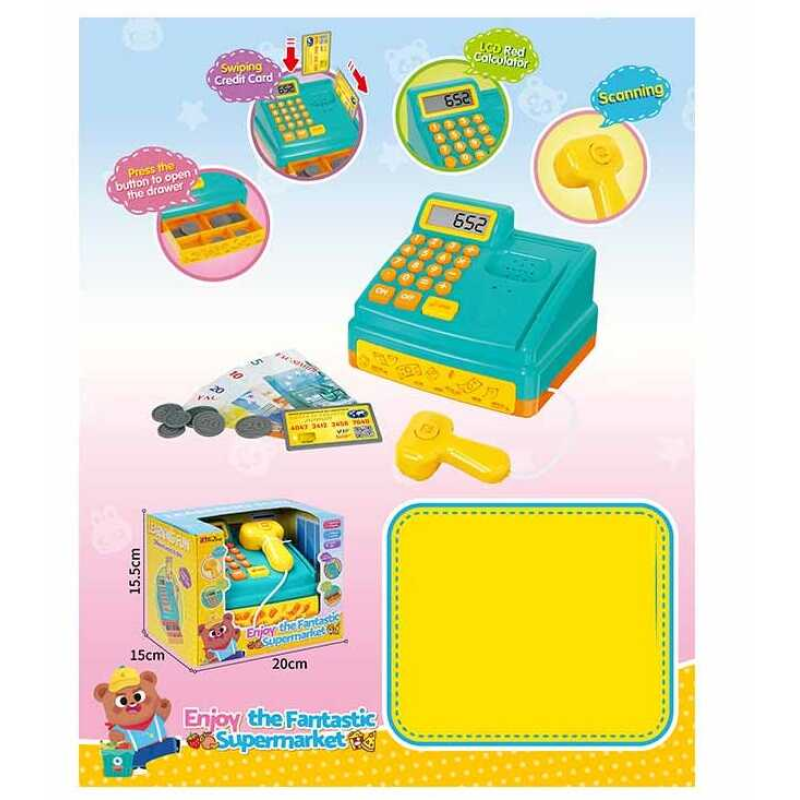 Касовий апарат 35652 (16/2) звуки, підсвічування, калькулятор, муляжі грошей, в коробці