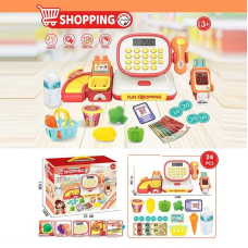 Касовий апарат 997-27 A (60/2) 24 елементи, функціональний калькулятор, сканер, платіжний термінал, ваги, звук, підсвічування, кошик, монети, картка, харчові продукти, в коробці