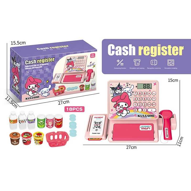 Касовий апарат QY 0087-11 (54/2) 18 предметів, муляж грошей, звук, підсвічування, банківська картка, кошик, в коробці