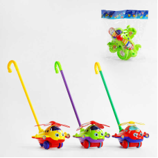 Каталка 0323 (72/2) “Вертоліт“, 3 кольори, на паличці, з дзвіночком, у пакеті, ВИДАЄТЬСЯ ТІЛЬКИ МІКС ВИДІВ