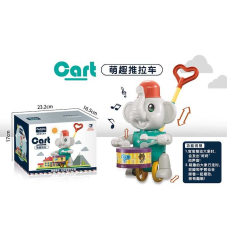 Каталка 0356-2 (32) “Слоненятко“, розмір - 13х14х61 см, рухомі елементи, звук барабану, ручка, в коробці