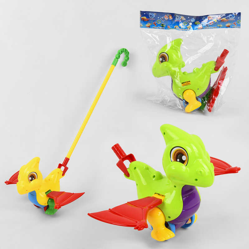 Каталка 0360 (72/2) “Дракончик“ на паличці, розмахує крилами, 2 кольори, в пакеті