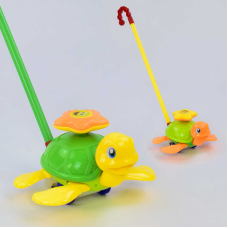 Каталка 0361 (72/2) “Черепашка“ на паличці рухає ніжками, з брязкальцем, 2 кольори, в пакеті