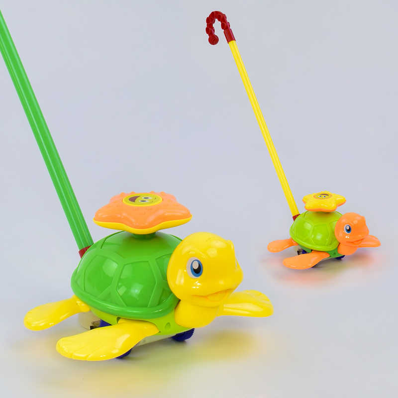Каталка 0361 (72/2) “Черепашка“ на паличці рухає ніжками, з брязкальцем, 2 кольори, в пакеті