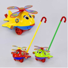 Каталка 0368 (72/2) “Вертоліт“ на паличці, 3 кольори, з брязкальцем, в пакеті, ВИДАЄТЬСЯ ТІЛЬКИ МІКС ВИДІВ