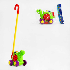 Каталка 0513 (72/2) “Динозаврик“, на паличці, з дзвінкими елементами, у пакеті