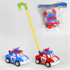 Каталка 198-20 (72/2) “Машинка“ 2 кольори, на палиці, з пискавкою, в пакеті