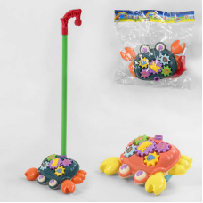 Каталка 377 (72/2) “Крабик“, 2 кольори, дзвіночок, рухливі лапки, шестерні, в пакеті