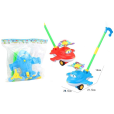 Каталка 9909 A (72/2) 2 кольори, “Літак”, підсвічування, дзвоник, на паличці, у пакеті