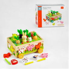 Каталка C 61631 (24) “Ферма”, овочі, тваринки, хробачки, сортери, в коробці