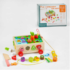 Каталка C 61743 (36) “Фрукти та овочі”, магнітна риболовля, овочі на липучках, сортер фрукти, ніж, в коробці