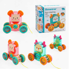 Каталка SW 70-2 (36) “Ведмедик”, 2 кольори, рухливі шестерні, брязкання, в коробці