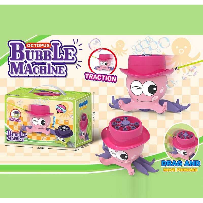 Каталка з мильними бульбашками BBX 801 Штрих = 90042 (36/2) “Восьминіг“, акумулятор - 3.7 V, розмір:  27х15.5х19 см, USB-кабель, автоматичне видування бульбашок, 2 пляшечки з мильним розчином, мотузка, тримач, рухомі елементи, в коробці