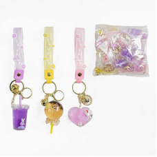 Брелок C 69926 (25) ЦІНА ЗА 12 ШТУК В УПАКОВЦІ, наповнення рідиною, звірята всередині “плавають”, кулька-брязкальце, силіконовий ремінець, кільце, карабін, в пакеті