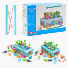 Каталка С 62827 (24) “Морський город”, магнітна риболовля, сортування за формами, овочі, фігурки, в коробці