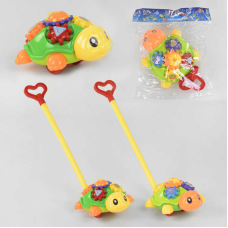 Каталка Черепашка 0391 (48/2) 2 види, з дзвіночком, з ручкою, в пакеті