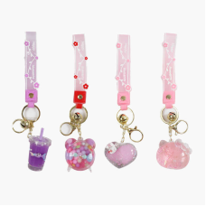 Брелок C 69929 (50) ЦІНА ЗА 12 ШТУК В УПАКОВЦІ, герой, середня висота - 5 см, металева фурнітура, наповнено рідиною, блискітки всередині “плавають”, ремінець, дзвіночок, в пакеті 