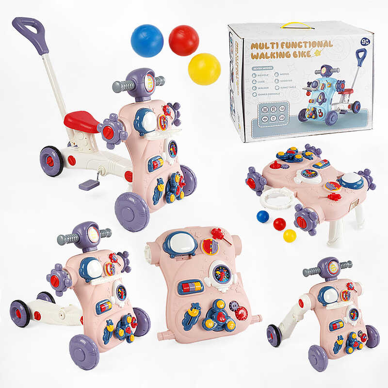 Каталка-ходунки МТ-8 (6) 2 види, 7в1, велобіг, велосипед, батьківська ручка, столик, звук, пальчикові ігри, в коробці, ВИДАЄТЬСЯ МІКС