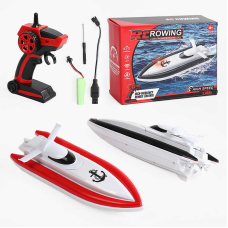Катер на радіокеруванні JS 888-1 (36) 2 кольори, акумурятор 3.7 V, пульт 2.4 GHz, підсвічування, 2 мотори, викрутка, коробці