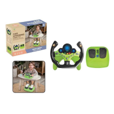 Кермо 2192 E-71 Штрих = 92446 (24) колір ЗЕЛЕНИЙ, звукові ефекти, озвучування англійською, веселі мелодії, підсвічування, педалі гальма та газу, присоски, в коробці